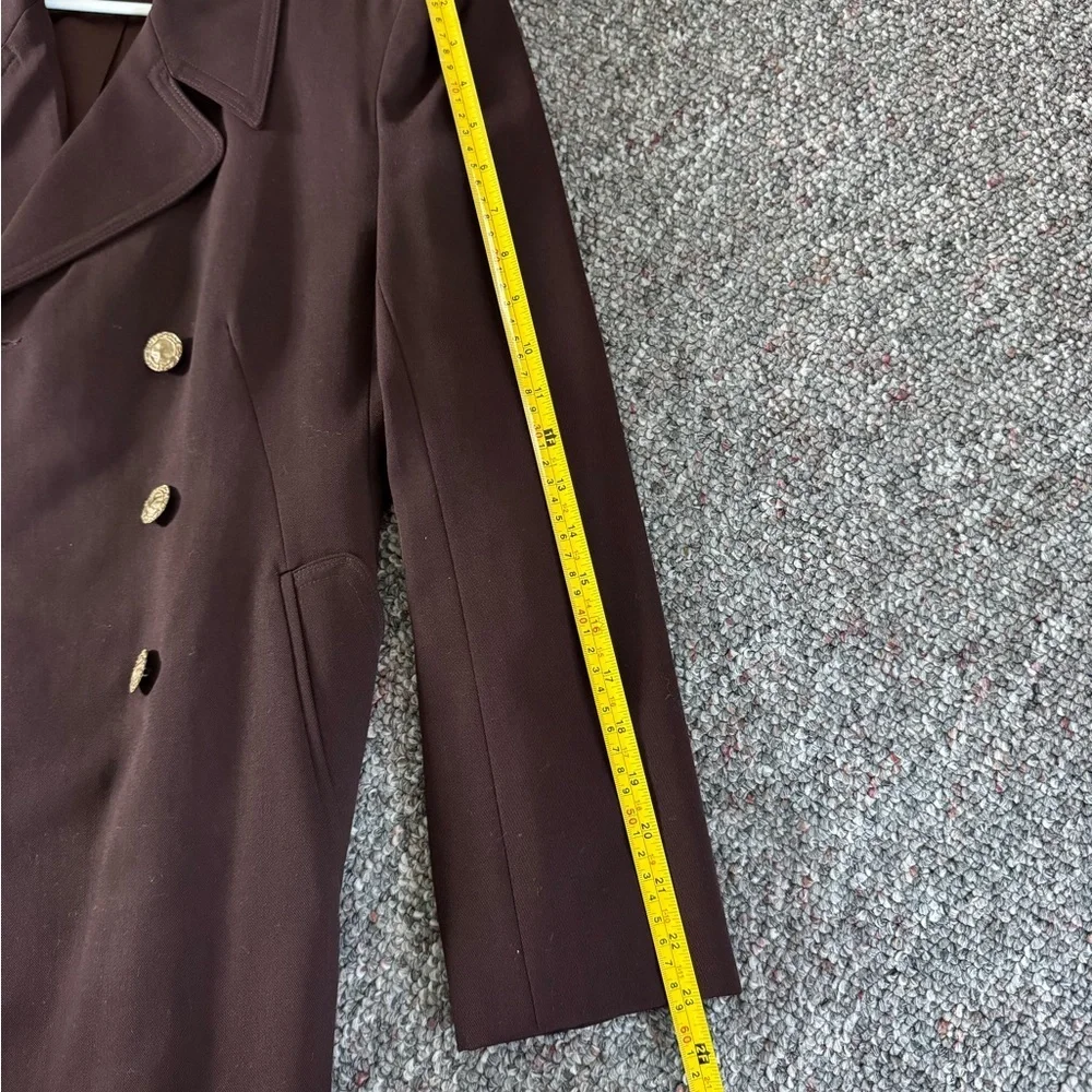 Vintage Moschery Academia Preppy Chocolate Brown Double-Breasted 100% Wool Coat - Picture 10 of 15